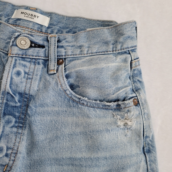 Moussy Vintage Teaneck Straight Leg Jeans Size 26 Ripped Knee - Picture 13 of 16